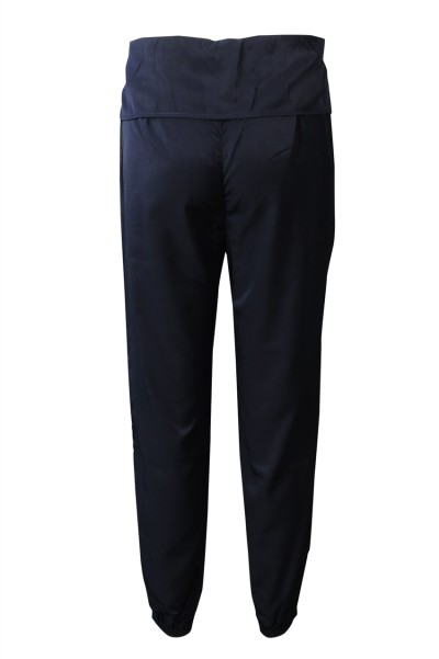 U377 makes pure color dark blue drawstring yoga sweatpants with wide waist, rubber bands and long feet. Combed sweatpants sweatpants franchise store 100% Tencel back view